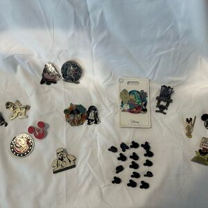 Disney Enamel Pin Lot - Black, Red, Gold Accents